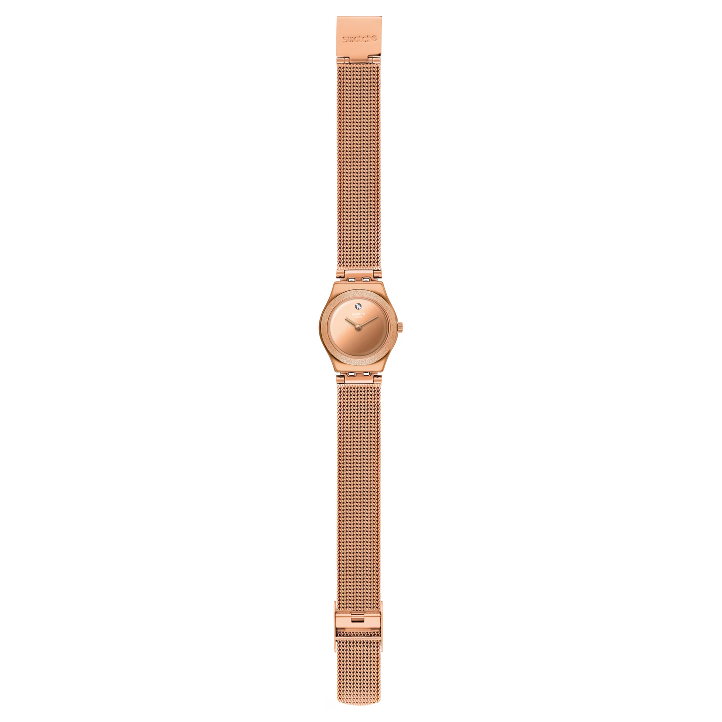 Petit par sa taille, grand par son impact ! Le style le plus scintillant (YSG166M) de l’année arbore un bracelet souple et brillant en tissu couleur or rose qui, associé à l’acier inoxydable robuste des montres IRONY, est un véritable spectacle à lui tout seul. Maintenant, imagine-toi associer cette montre à ta personnalité et à ta tenue. Rien ne pourra t’arrêter.