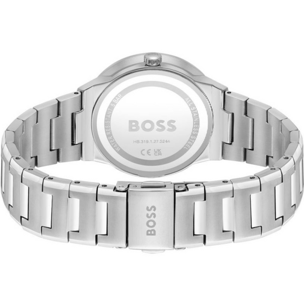 Montre BOSS Breath 1502647 pour femmes. Cette montre BOSS pour femmes fait partie de la collection Breath. Elle présente un boîtier en acier inoxydable de 34 mm, un cadran noir et un bracelet en acier inoxydable. Résistante à l'eau jusqu'