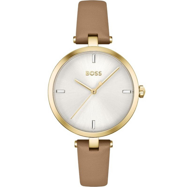 La montre Boss Classic 1502652 est une élégante montre-bracelet conçue pour les femmes. Elle présente un boîtier rond en acier inoxydable de couleur dorée, lui conférant un aspect sophistiqué et intemporel. Le boîtier est complété par un verre minéral résistant, qui protège le cadran des rayures et assure une clarté optimale.
