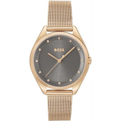 La HUGO BOSS SAYA 1502668 est une montre élégante pour femme, dotée d'un boîtier en acier inoxydable de couleur or rose