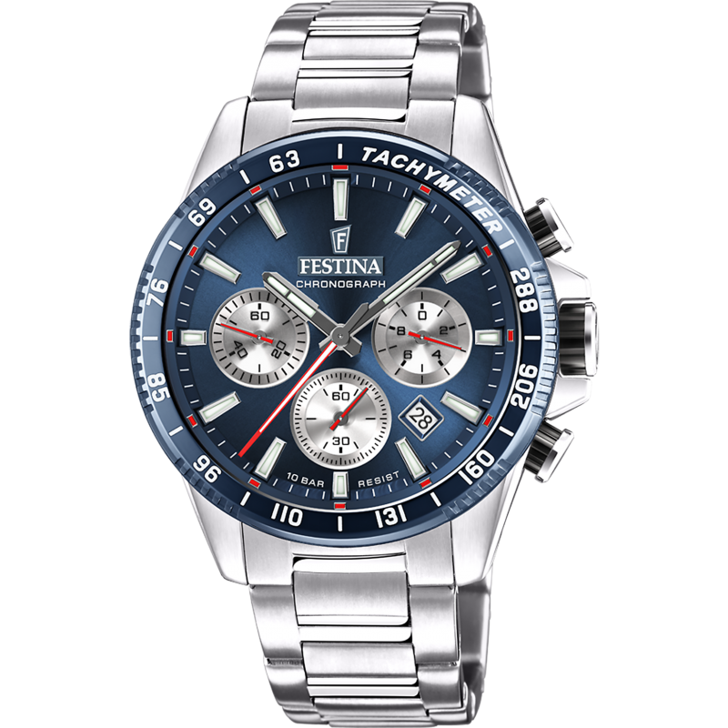 TIMLESS CHRONOGRAPHE BLEU BRACELET D’ACIER