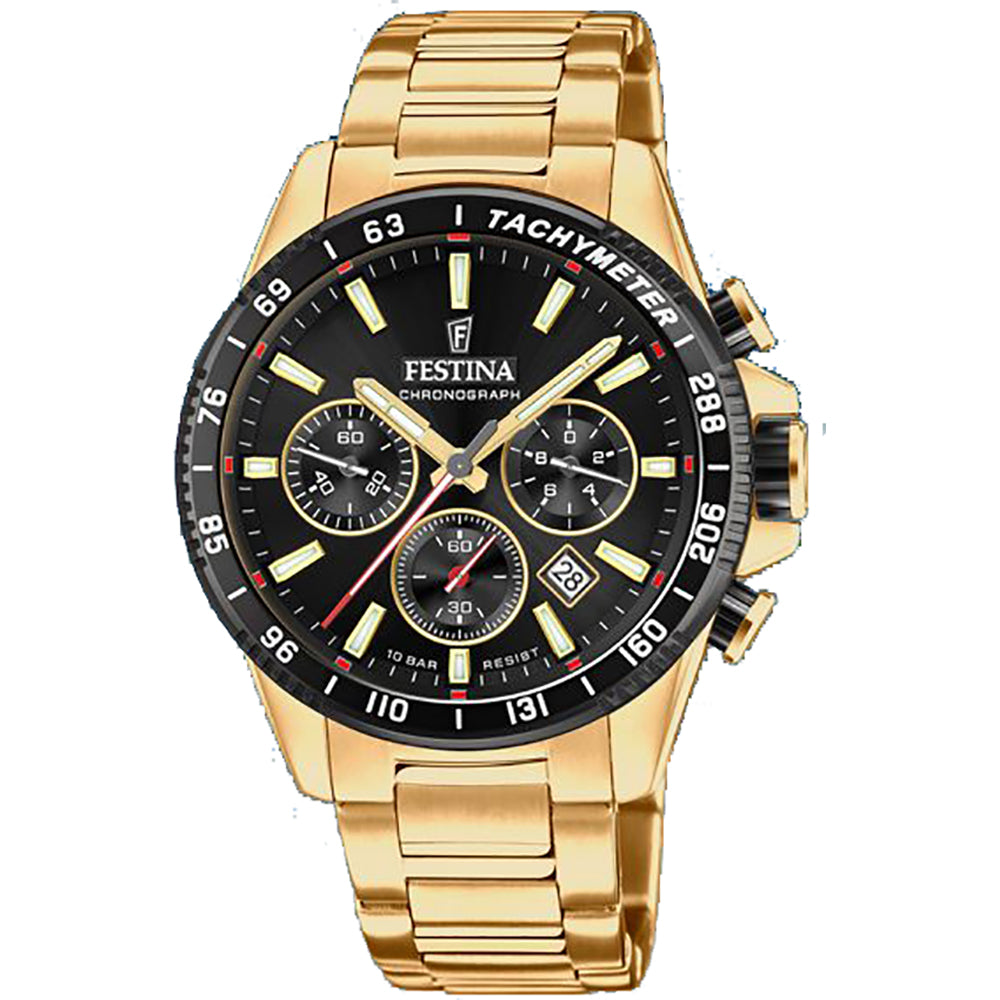 TIMELESS CHRONOGRAPHE CADRAN NOIR BRACELET EN ACIER INOXYDABLE