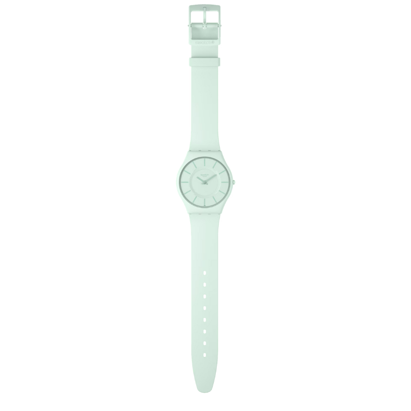 Montre 'Turquoise Lightly'  Montre SS08G107  Montre Quartz  Montre avec bracelet en silicone  Montre verte  Montre résistante à l'eau  Collection Le Comptoir des Montres  Montre avec boucle biosourcée  Montre biosourcée  Cadeau parfait pour les amateurs de montres  Montre de luxe  Montre unique  Montre écologique."
