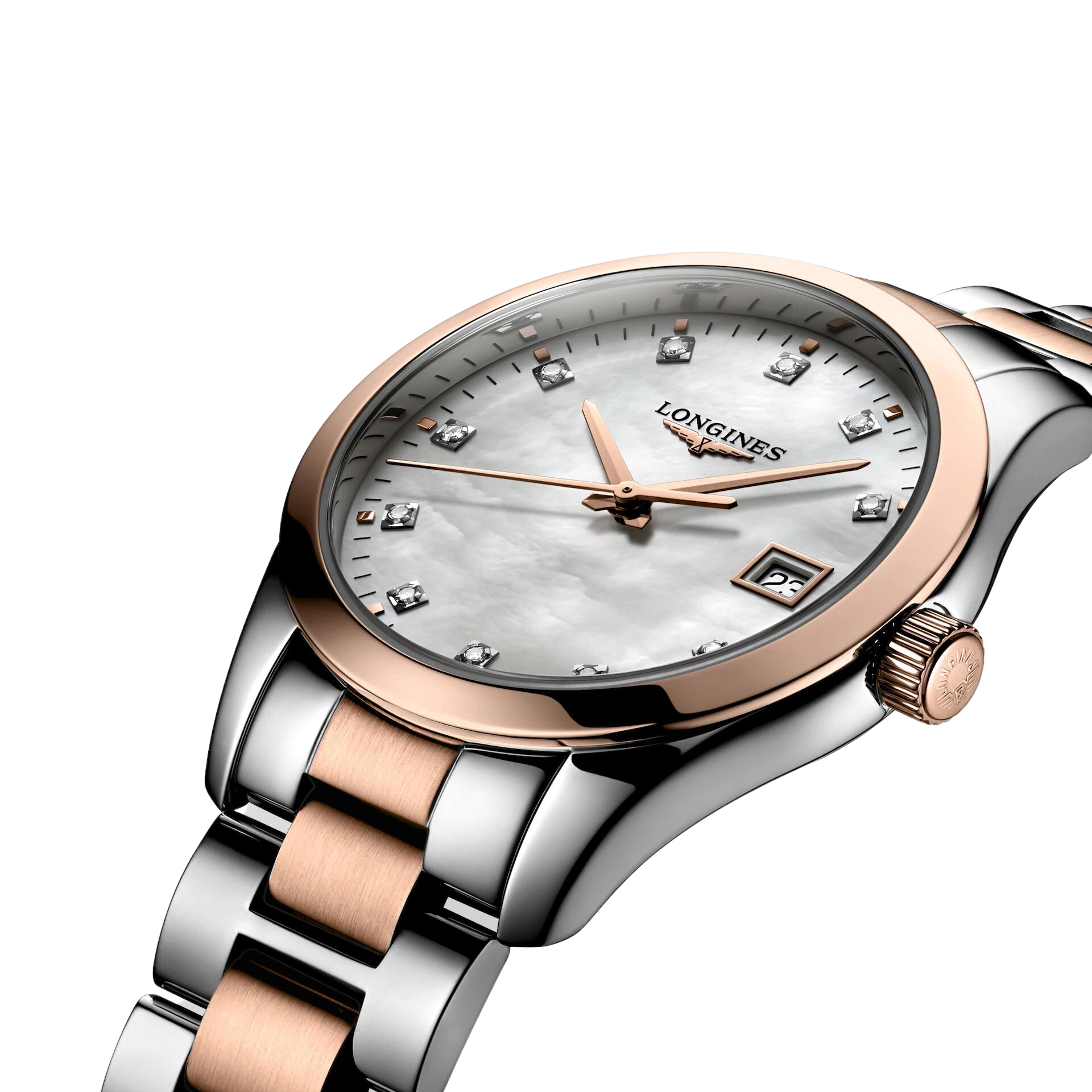 Montre Conquest Classic Maroc Montre de Luxe en Acier Inoxydable Maroc Montre Ronde Élégante avec Diamants Maroc Montre Quartz Nacre Blanche Maroc Montre Acier Inoxydable avec Revêtement PVD Rouge Maroc Boutique de Montres au Maroc Le Comptoir des Montres Maroc Montre avec Date et Fonction E.O.L. Maroc Montre Suisse de Prestige Maroc
