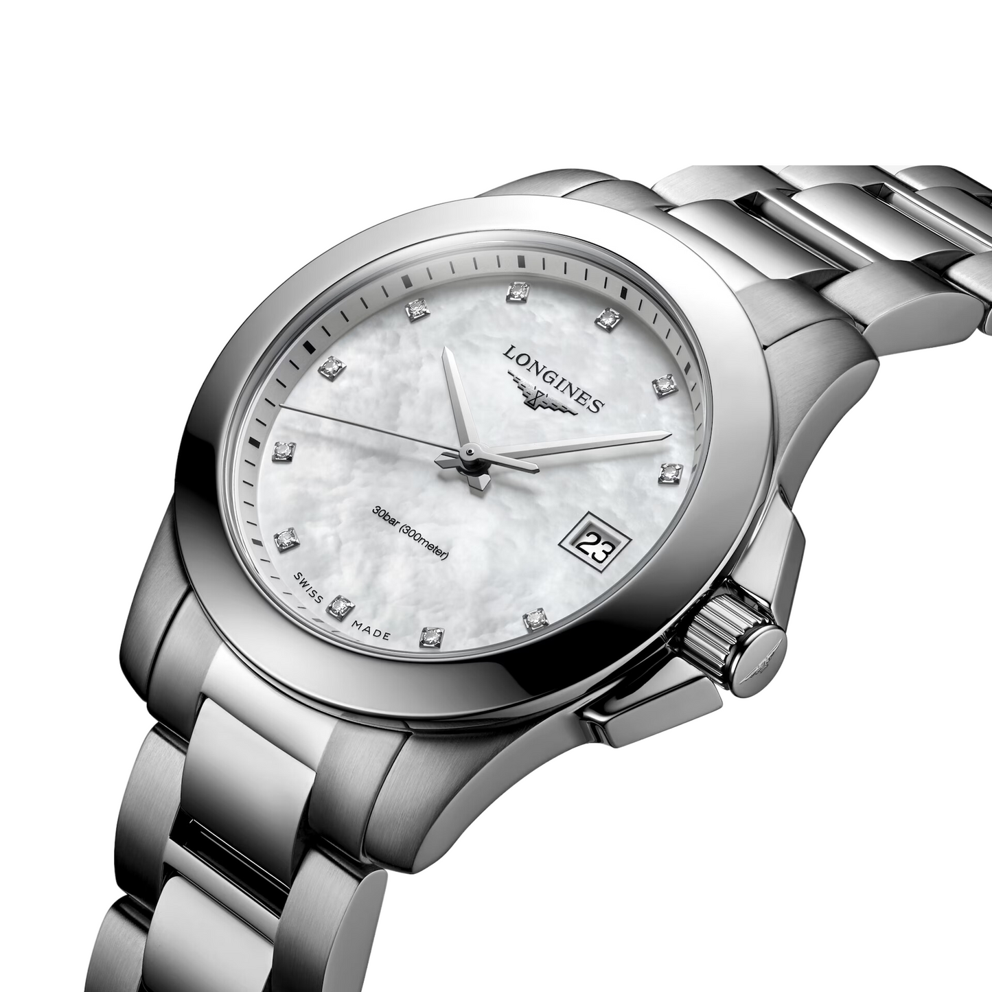 Montre Conquest Longines Maroc Montre Élégante et Performante Maroc Montre Ronde en Acier Inoxydable Maroc Montre Cadran Nacre Blanche avec Diamants Maroc Montre de Luxe Résistante à l'Eau Maroc Boutique de Montres au Maroc Le Comptoir des Montres Maroc Montre Quartz avec Diamants Maroc Montre Suisse de Prestige Maroc