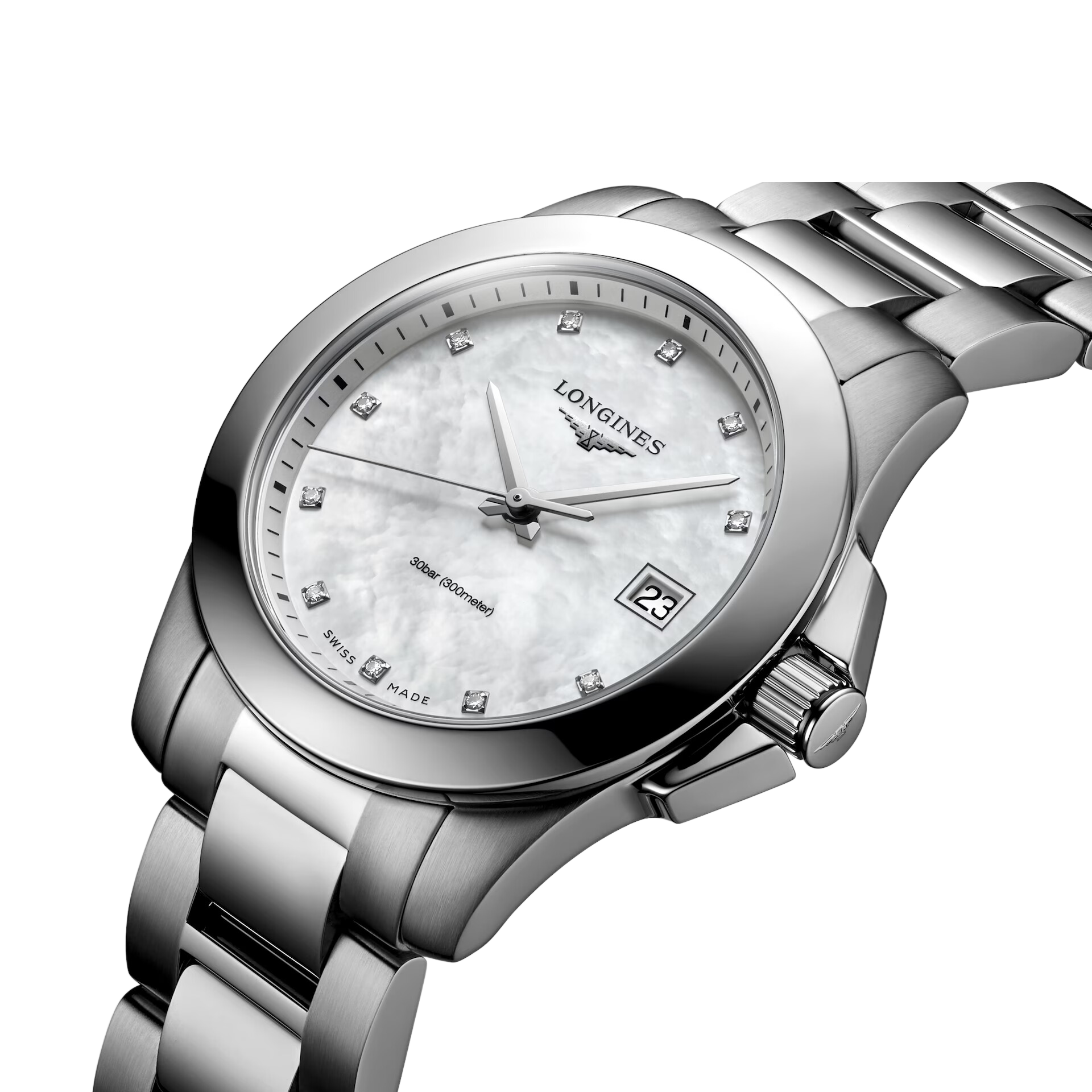 Montre Conquest Longines Maroc Montre Élégante et Performante Maroc Montre Ronde en Acier Inoxydable Maroc Montre Cadran Nacre Blanche avec Diamants Maroc Montre de Luxe Résistante à l'Eau Maroc Boutique de Montres au Maroc Le Comptoir des Montres Maroc Montre Quartz avec Diamants Maroc Montre Suisse de Prestige Maroc