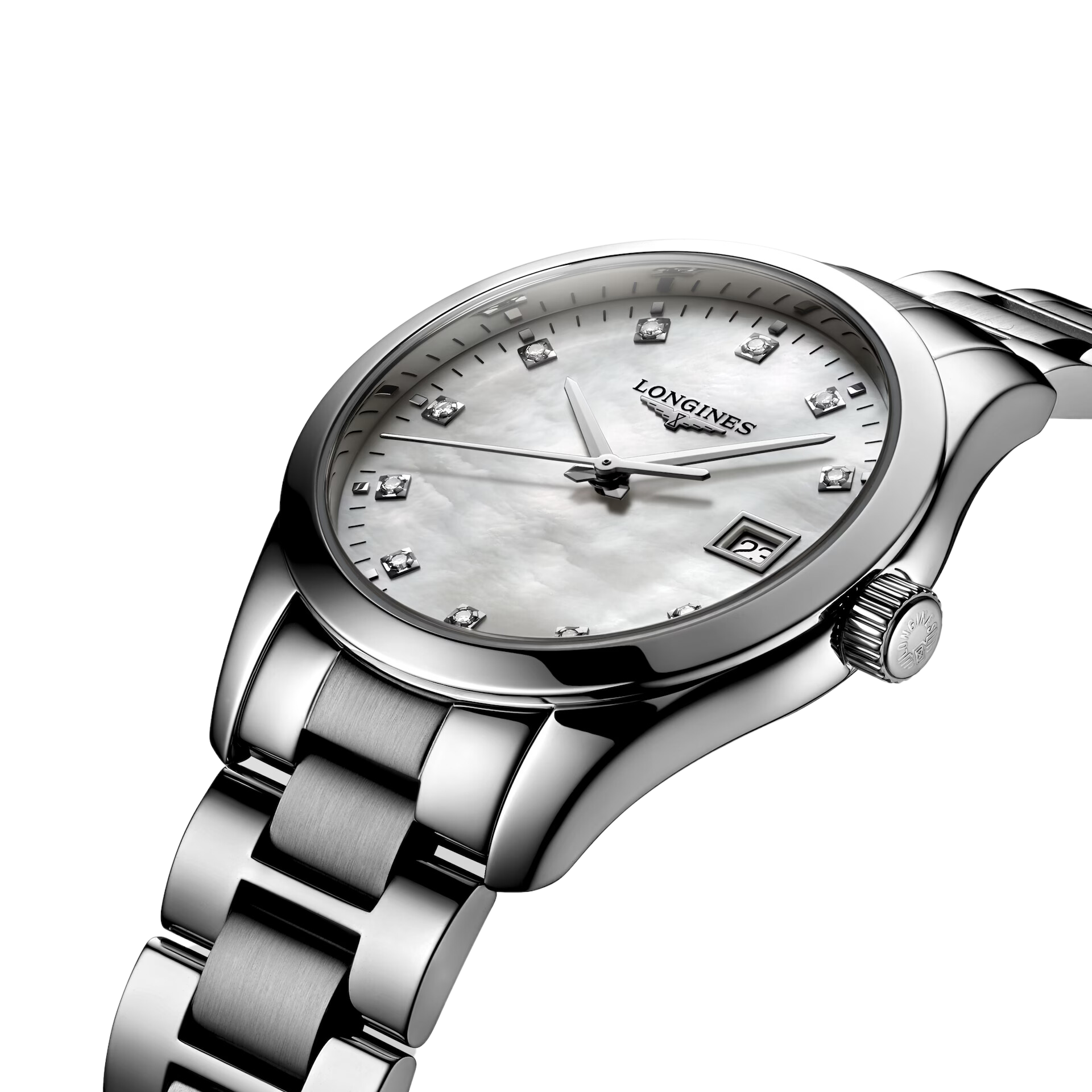 Montre Conquest Classic Maroc Montre de Luxe en Acier Inoxydable Maroc Montre Ronde Élégante avec Diamants Maroc Montre Quartz Nacre Blanche Maroc Montre Acier Inoxydable Maroc Boutique de Montres au Maroc Le Comptoir des Montres Maroc Montre avec Date et Fonction E.O.L. Maroc Montre Suisse de Prestige Maroc