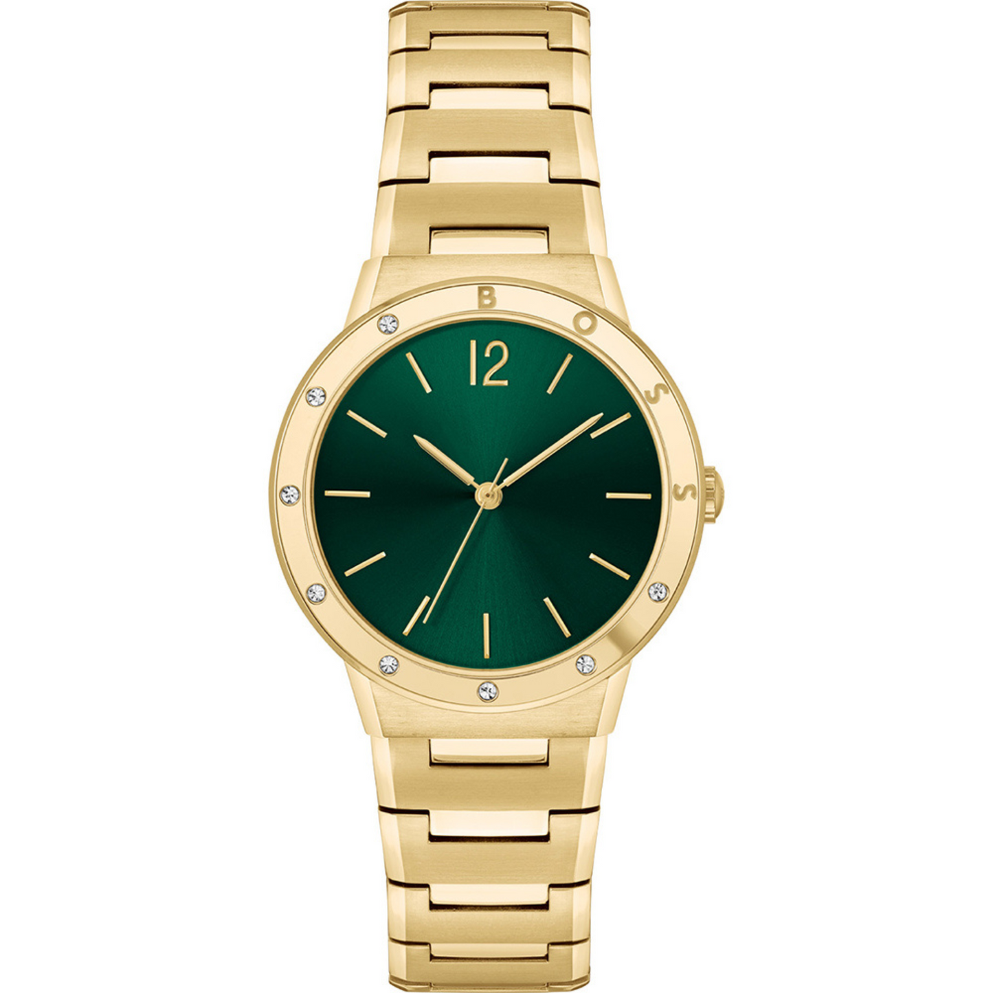 montre Hugo Boss 1502649 Breath est un véritable bijou de qualité. Son boîtier en acier inoxydable de couleur or abrite un cadran vert élégant, mettant en valeur les aiguilles dorées. Le mouvement quartz précis de Seiko Instruments Inc. assure une excellente précision.