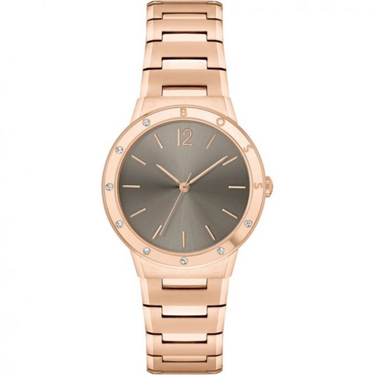 La montre pour dames BOSS Breath 1502651 est un superbe modèle issu de la collection Breath de la marque BOSS. Avec son boîtier en acier inoxydable de 34 mm de diamètre et sa finition en or rose, cette montre offre un design élégant et sophistiqué. Le cadran de couleur kaki ajoute une touche de modernité, tandis que le bracelet en métal assorti complète parfaitement l'ensemble.