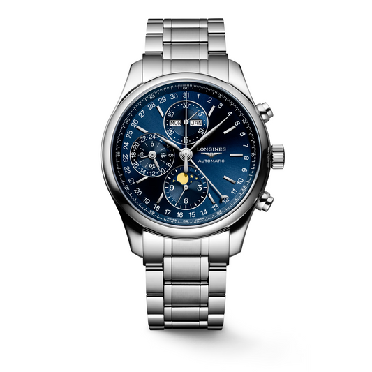 Montre Longines Master Collection Maroc Montre Automatique de Luxe Maroc Montre Ronde avec Phase de Lune Maroc Montre Cadran Bleu Rayon de Soleil Maroc Montre Acier Inoxydable Maroc Boutique de Montres au Maroc Le Comptoir des Montres Maroc Montre avec Chronographe et Phase de Lune Maroc Montre Suisse de Prestige Maroc