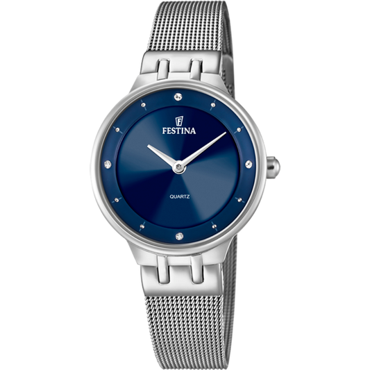 MADEMOISELLE CADRAN BLEU BRACELET EN ACIER INOXYDABLE