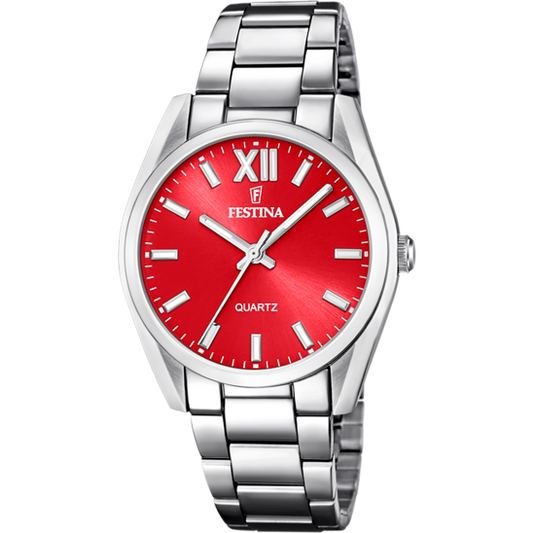 BOYFRIEND CADRAN ROUGE BRACELET EN ACIER INXOYDABLE