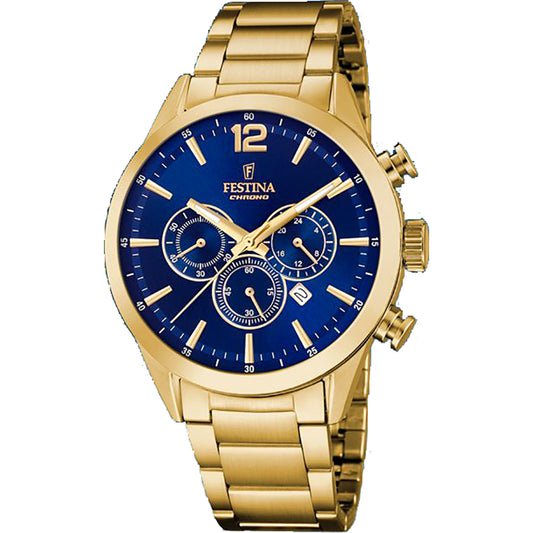 CHRONO SPORT CADRAN BLEU BRACELET EN ACIER INOXYDABLE