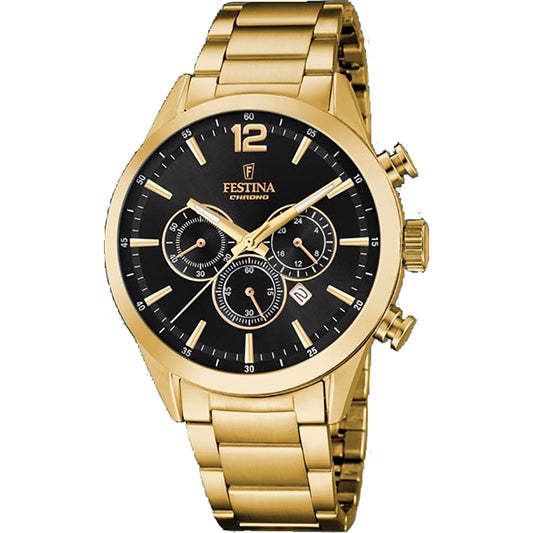 CHRONO SPORT CADRAN NOIR RBACELET EN ACIER INOXYDABLE